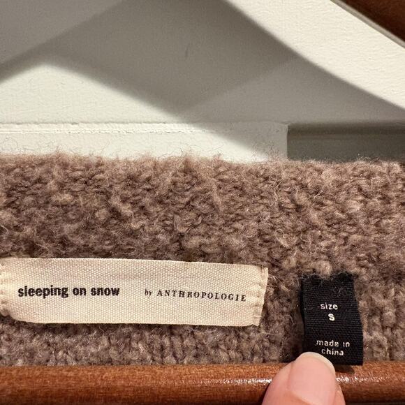 Sleeping On Snow Sweater Women Small Brown Boucle Fuzzy Crewneck Anthropologie - Picture 2 of 11